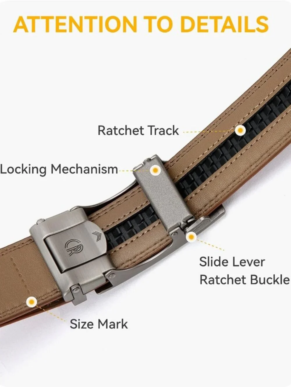 Men's Leather Ratchet Belt - Customizable Fit, Effortless Style, 35mm Width